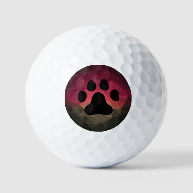 Dog paw, animal footprint colourful design  golf balls (Front)