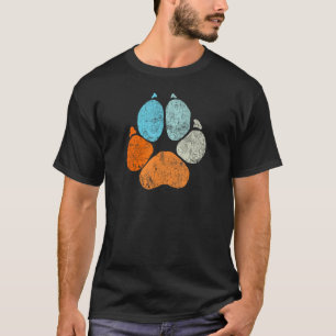Dog Paw Big Print - Pets Animals Lover Retro Vinta T-Shirt