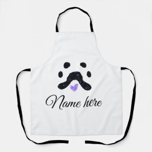 Dog paw black pet add name text animal paw photo apron