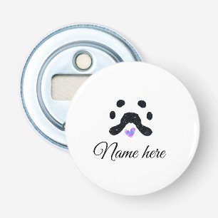 Dog paw black pet add name text animal paw photo bottle opener