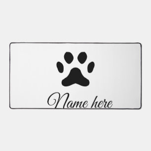 Dog paw black pet add name text animal paw photo desk mat