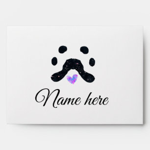 Dog paw black pet add name text animal paw photo envelope