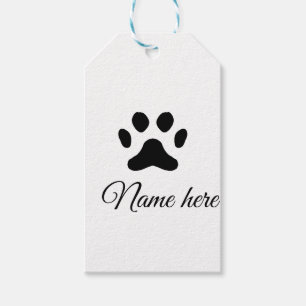 Dog paw black pet add name text animal paw photo gift tags