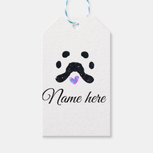 Dog paw black pet add name text animal paw photo gift tags