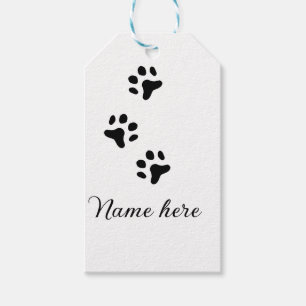 Dog paw black pet add name text animal paw photo gift tags