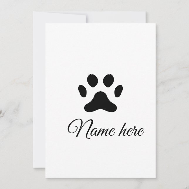 Dog paw black pet add name text animal paw photo holiday card (Front)