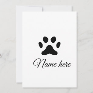 Dog paw black pet add name text animal paw photo holiday card