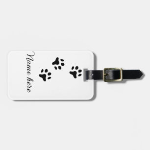 Dog paw black pet add name text animal paw photo luggage tag
