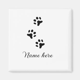 Dog paw black pet add name text animal paw photo magnet