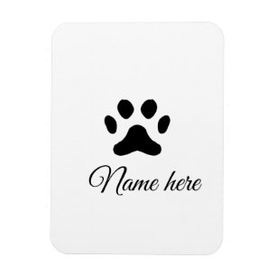 Dog paw black pet add name text animal paw photo magnet