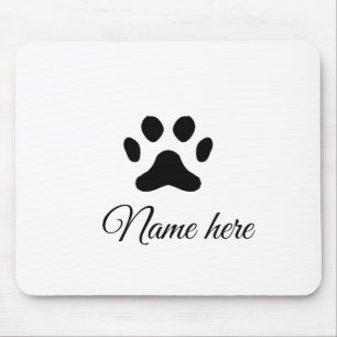 Dog paw black pet add name text animal paw photo mouse mat