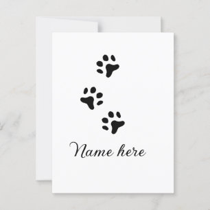 Dog paw black pet add name text animal paw photo postcard