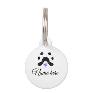 Dog paw black pet add name text animal paw photo tag