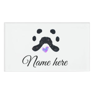 Dog paw black pet add name text animal paw photo tag