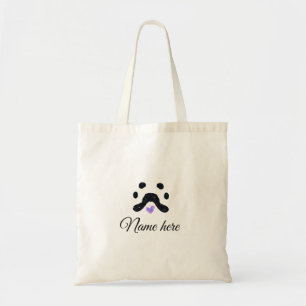 Dog paw black pet add name text animal paw photo tote bag