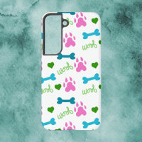 Dog Paw Bones Hearts Woof Pattern Pink