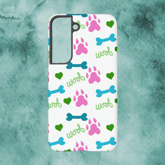 Dog Paw Bones Hearts Woof Pattern Pink Samsung Galaxy Case
