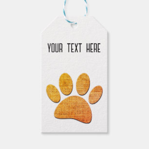 Dog Paw Burlap Aged Print Gift Tags