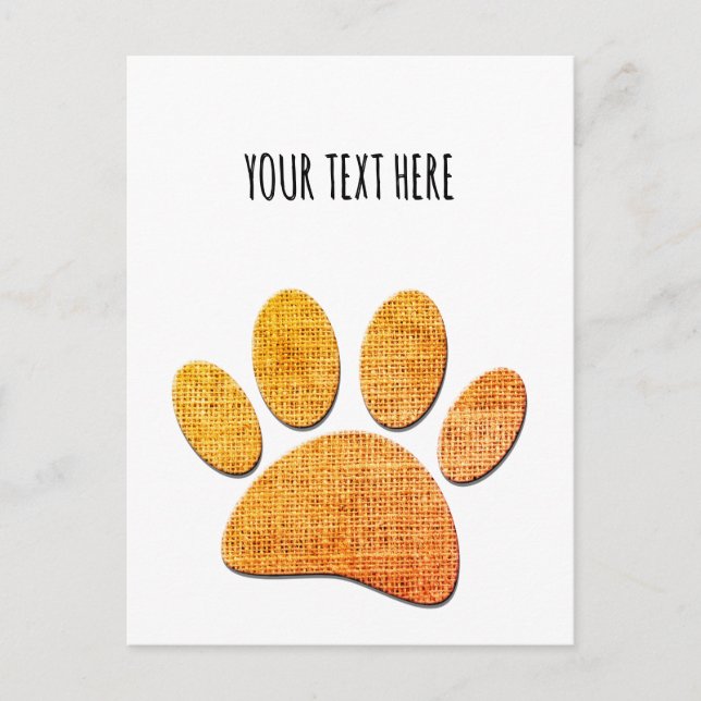 Dog Paw Burlap Aged Print Holiday Postcard (Front)