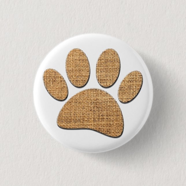Dog Paw Burlap Print 3 Cm Round Badge (Front)