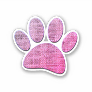 Dog Paw Burlap Print In Pink