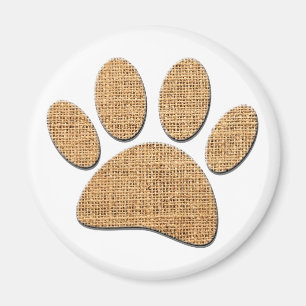 Dog Paw Burlap Print Magnet