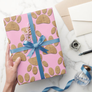 Dog Paw Burlap Print Wrapping Paper