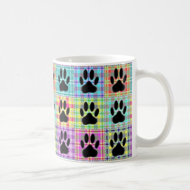 Dog Paw Cartoon Pattern Quilt Coffee Mug (Right)