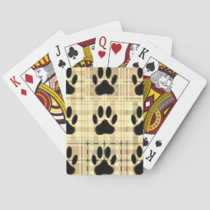 Dog Paw Cartoon Pattern Quilt In Sepia Playing Cards