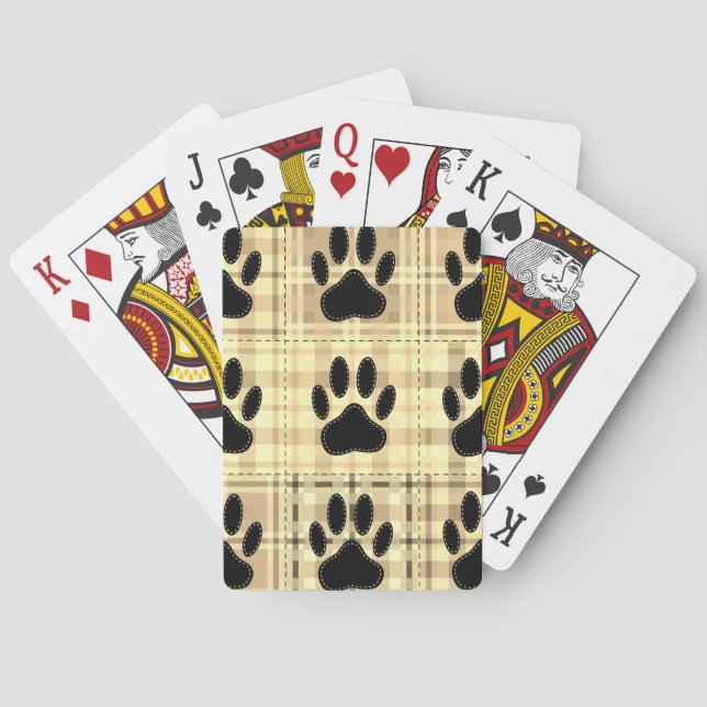 Dog Paw Cartoon Pattern Quilt In Sepia Playing Cards (Back)