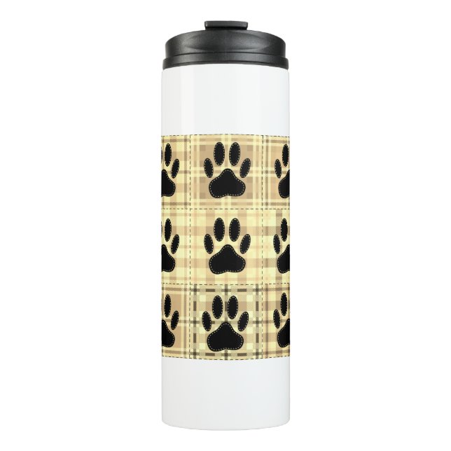 Dog Paw Cartoon Pattern Quilt In Sepia Thermal Tumbler (Front)