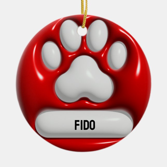 Dog Paw Ceramic Tree Decoration (Front)