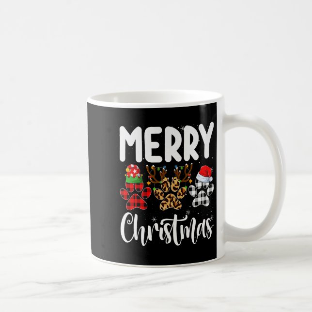 Dog Paw Christmas Elf Reindeer Santa Puppy Dog Lov Coffee Mug (Right)