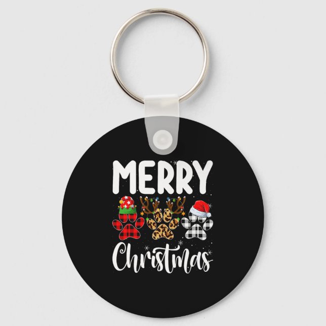 Dog Paw Christmas Elf Reindeer Santa Puppy Dog Lov Key Ring (Front)