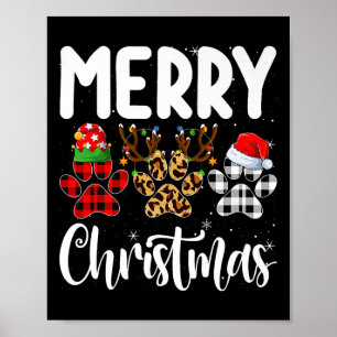 Dog Paw Christmas Elf Reindeer Santa Puppy Dog Lov Poster