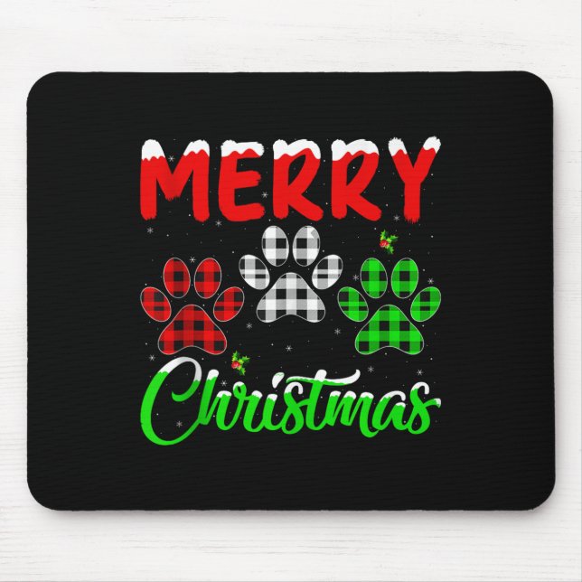 Dog Paw Christmas Pajamas Puppy Dog Lover Xmas Tan Mouse Mat (Front)