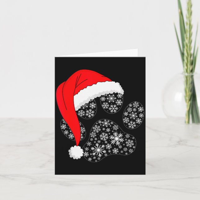 Dog Paw Christmas Santa Hat Funny Puppy Dog Lover  Card (Front)