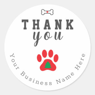 Dog Paw Christmas Thank You Stickers