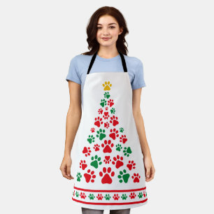 Dog Paw Christmas Tree Apron