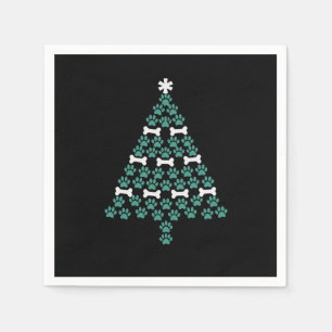 Dog Paw Christmas Tree Cute Xmas Gift Puppy Lover Napkin