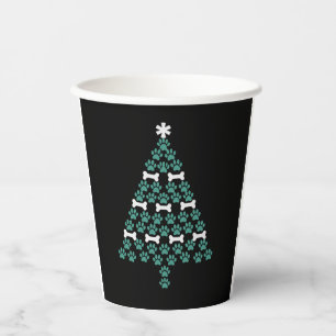 Dog Paw Christmas Tree Cute Xmas Gift Puppy Lover Paper Cups