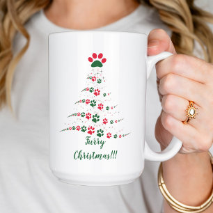 Dog Paw Christmas Tree   Furry Christmas Coffee Mug