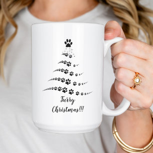 Dog Paw Christmas Tree   Furry Christmas Mug