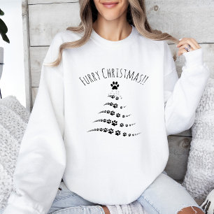 Dog Paw Christmas Tree Furry Christmas Sweatshirt