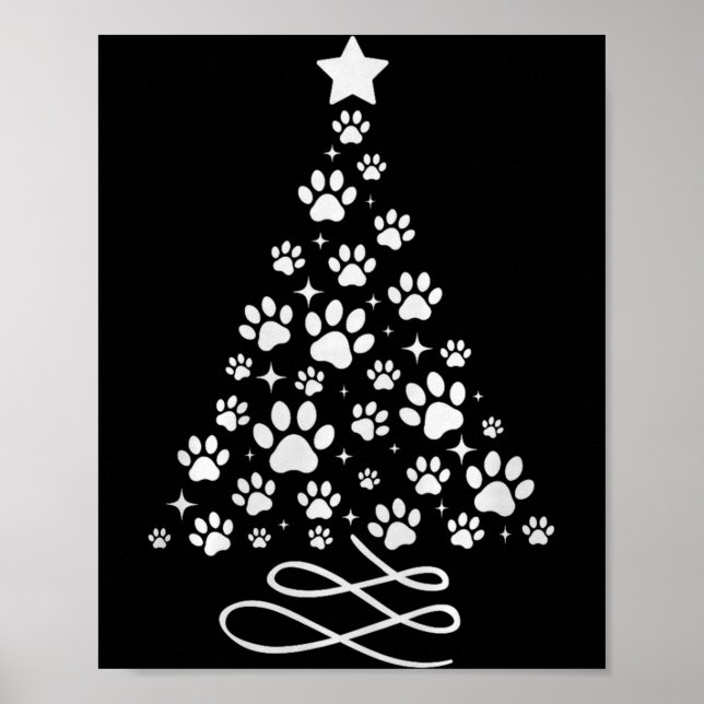 Dog Paw Christmas Tree Pajamas Holiday Dog Family  Poster (Front)