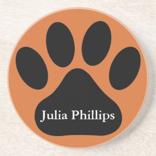 Dog Paw Coaster in Orange
