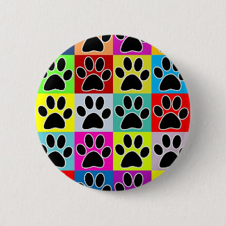 dog paw coloured 6 cm round badge