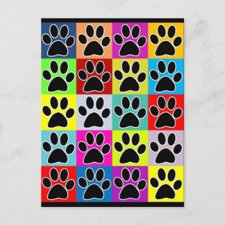 dog paw coloured postcard