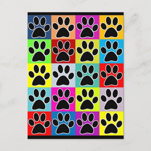dog paw coloured postcard (Front)