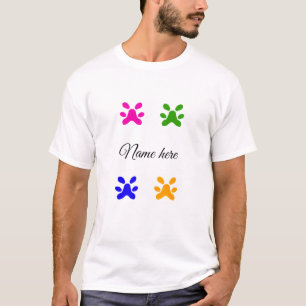 Dog paw colourful pet add name text animal paw T-Shirt